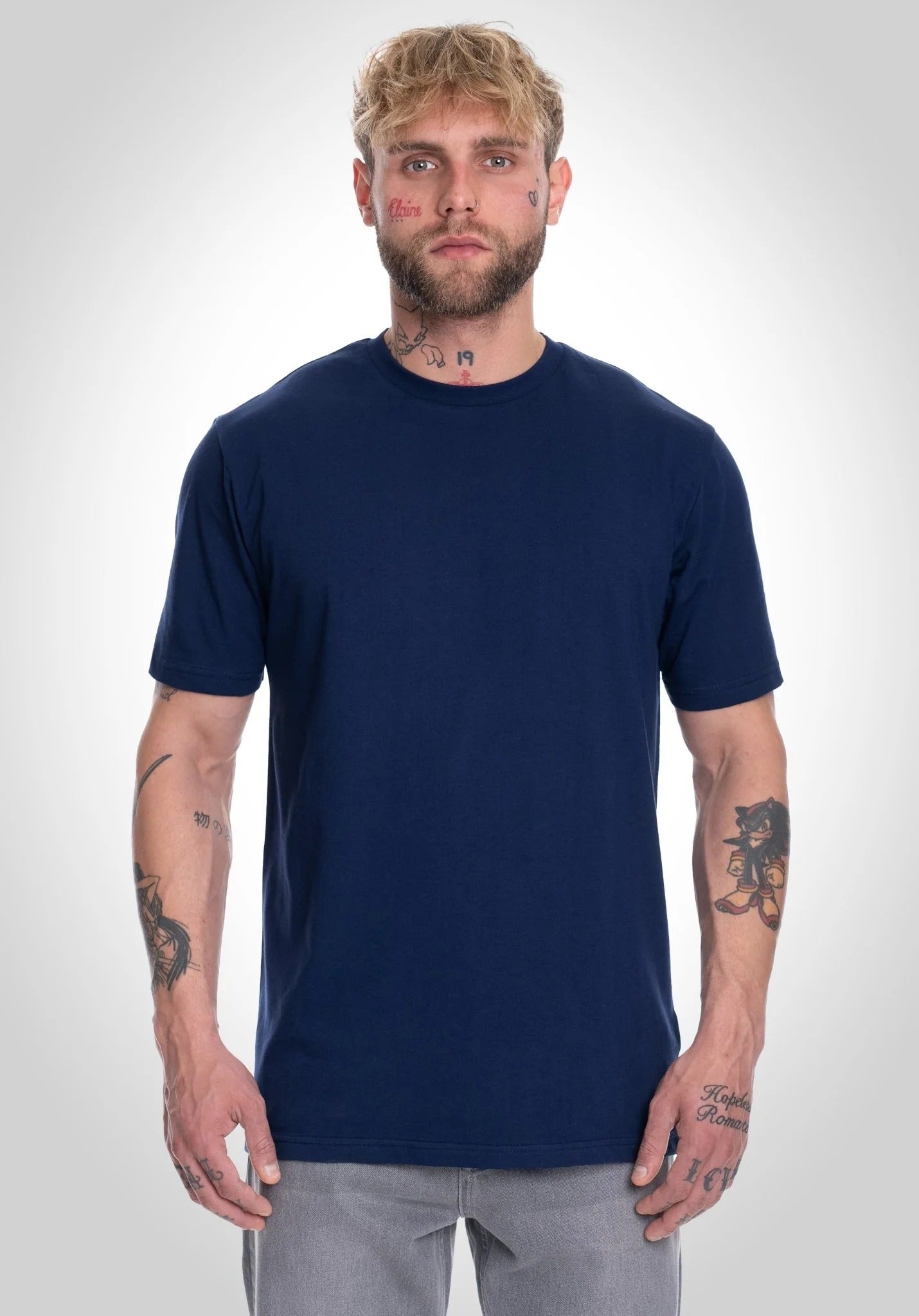 Camiseta básica de corte regular - Azul marino pizarra