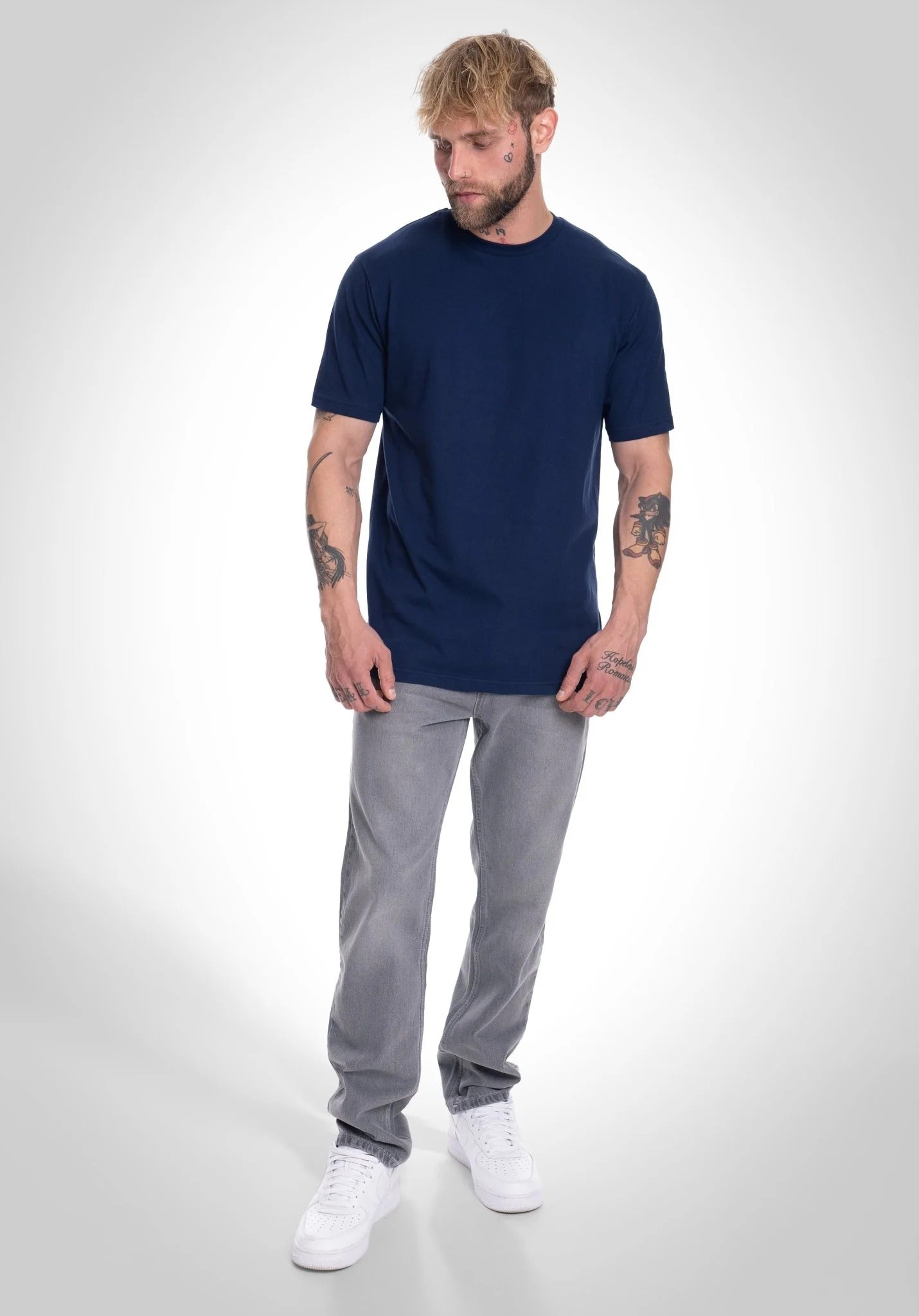 Camiseta básica de corte regular - Azul marino pizarra